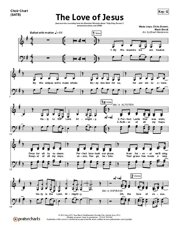 The Love Of Jesus Choir Sheet (SATB) (Elevation Worship)