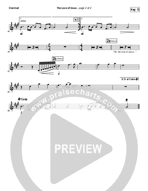 The Love Of Jesus Clarinet (Elevation Worship)