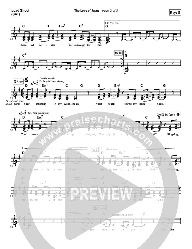 The Love Of Jesus Lead Sheet (SAT) (Elevation Worship)