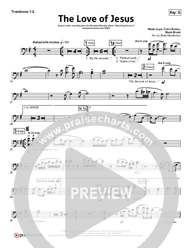 The Love Of Jesus Trombone 1/2 (Elevation Worship)