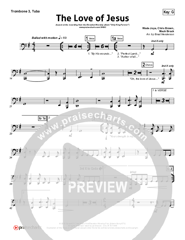 The Love Of Jesus Trombone 3/Tuba (Elevation Worship)