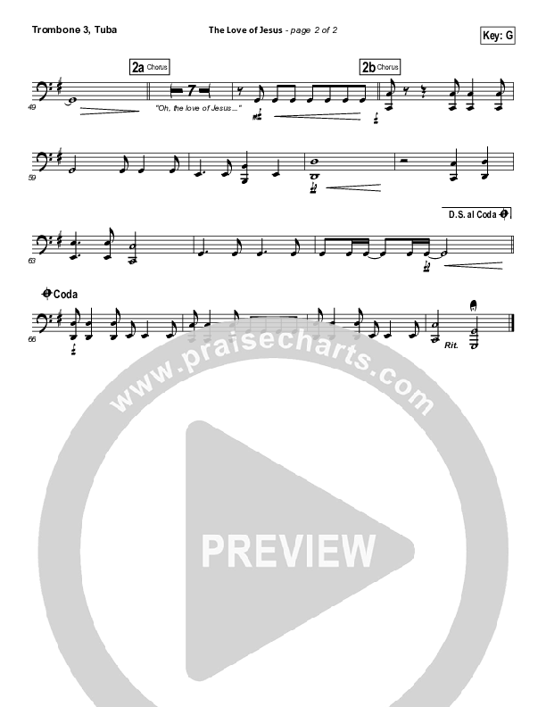 The Love Of Jesus Trombone 3/Tuba (Elevation Worship)