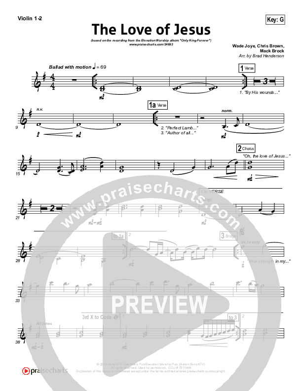 The Love Of Jesus Violin 1/2 (Elevation Worship)