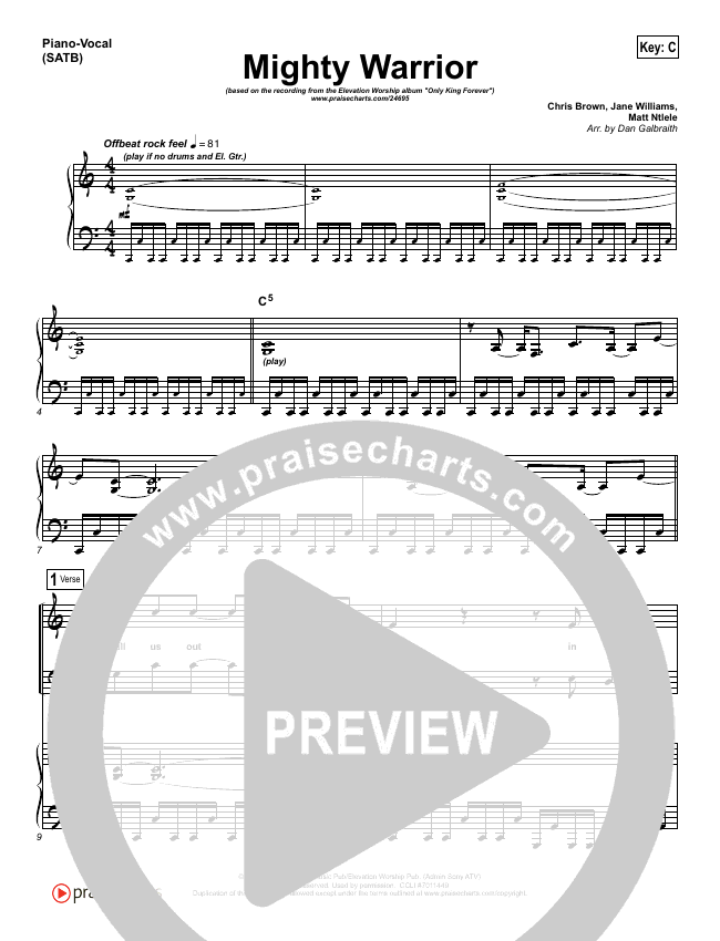 Mighty Warrior Piano Vocal Satb Elevation Worship Praisecharts chorus our god, almighty warrior you're a consuming fire in victory you reign we triumph in your name jesus, the great commander you conquered death forever in victory you reign we triumph in your name. praisecharts