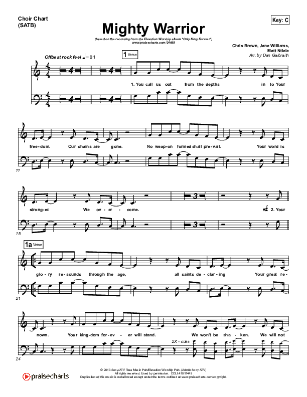 Mighty Warrior Choir Sheet (SATB) (Elevation Worship)