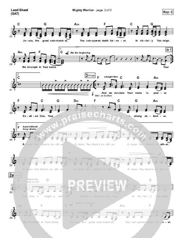 Mighty Warrior Lead Sheet (SAT) (Elevation Worship)