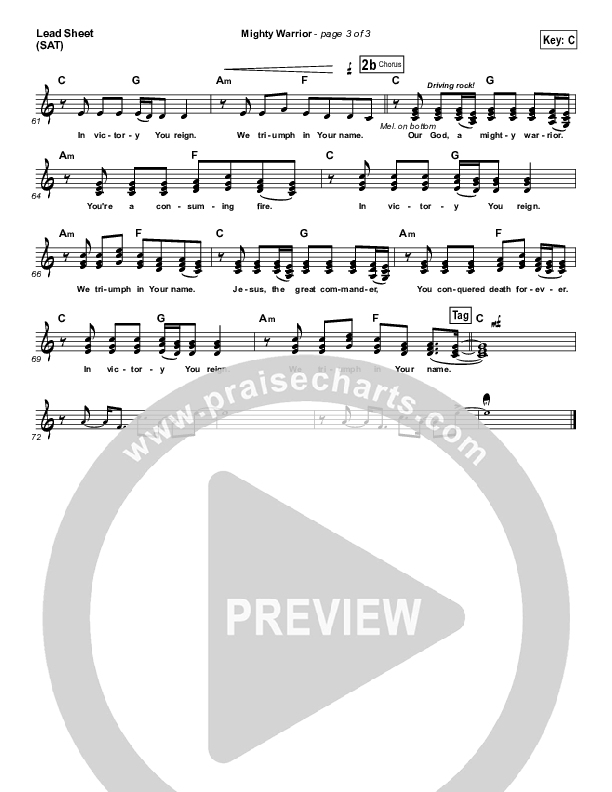 Mighty Warrior Lead Sheet (SAT) (Elevation Worship)