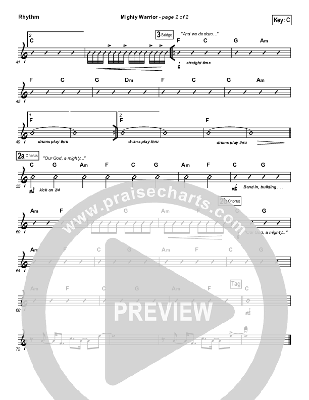 Mighty Warrior Rhythm Chart (Elevation Worship)