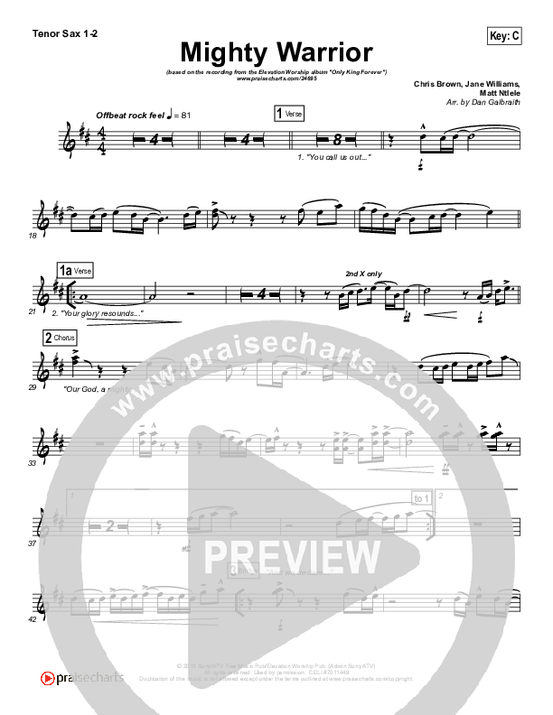 Mighty Warrior Tenor Sax 1/2 (Elevation Worship)