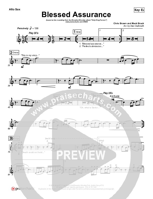 Blessed Assurance Alto Sax (Elevation Worship)