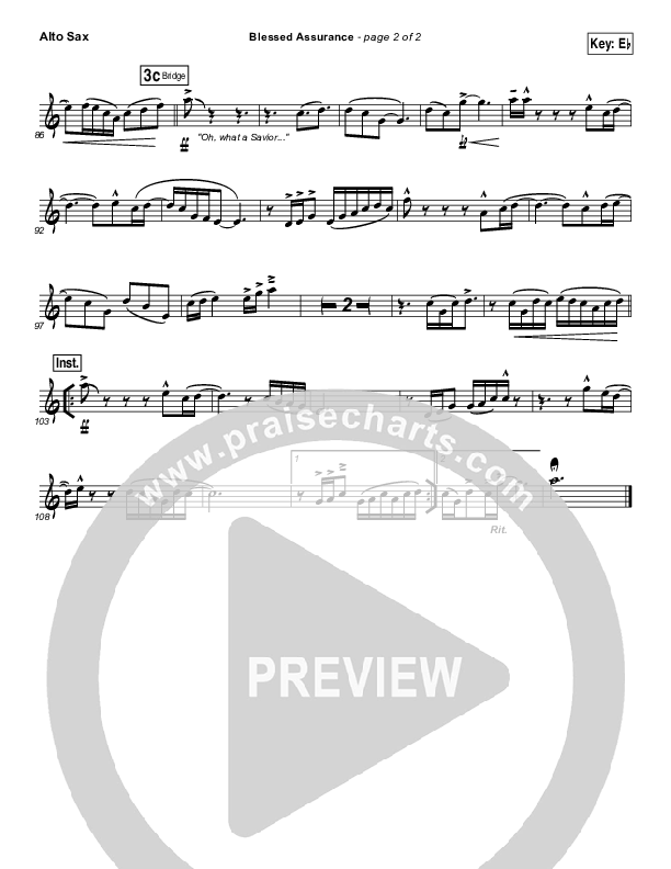 Blessed Assurance Alto Sax (Elevation Worship)