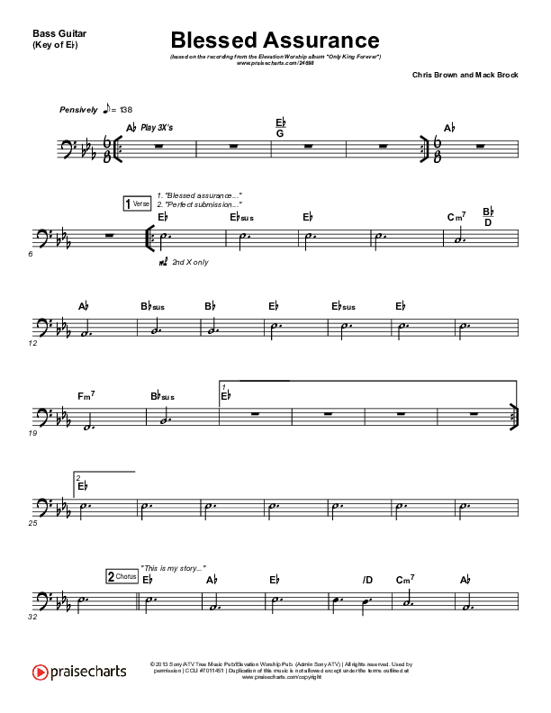 Blessed Assurance Bass Guitar (Elevation Worship)