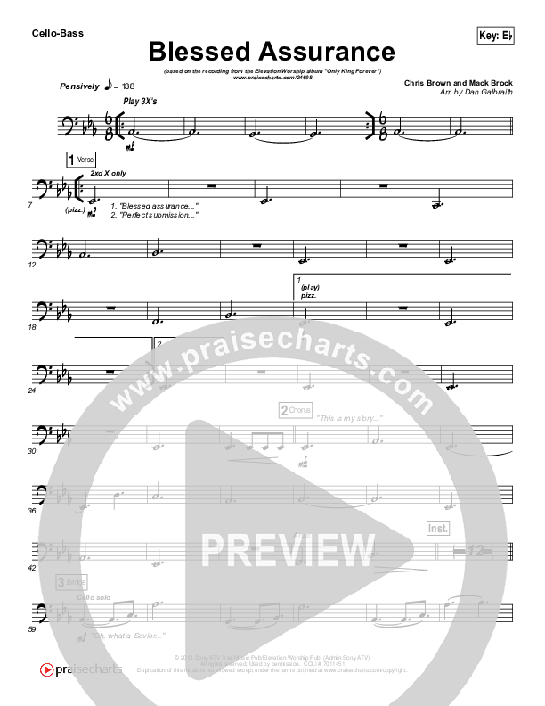 Blessed Assurance Cello/Bass (Elevation Worship)