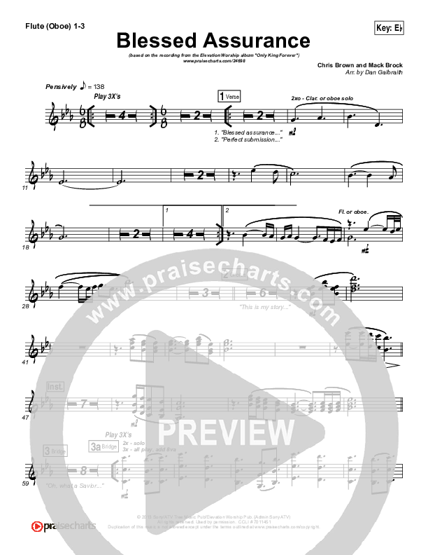 Blessed Assurance Flute/Oboe 1/2/3 (Elevation Worship)
