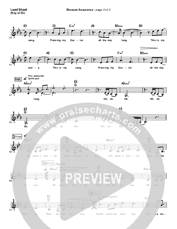 Blessed Assurance Lead Sheet (Melody) (Elevation Worship)
