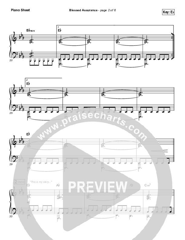 Blessed Assurance Piano Sheet (Elevation Worship)