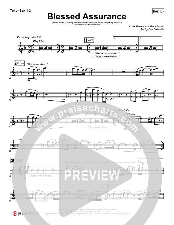 Blessed Assurance Tenor Sax 1/2 (Elevation Worship)