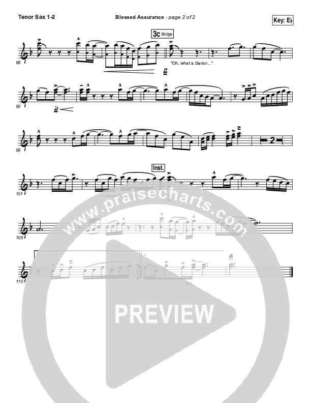 Blessed Assurance Tenor Sax 1/2 (Elevation Worship)