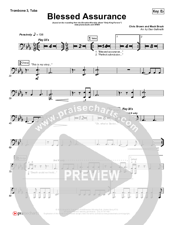 Blessed Assurance Trombone 3/Tuba (Elevation Worship)