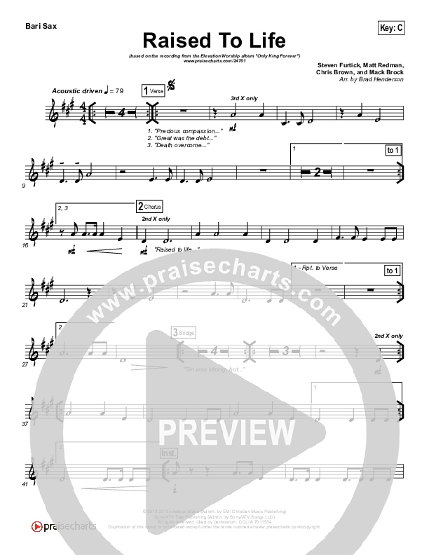 Raised To Life Bari Sax (Elevation Worship)