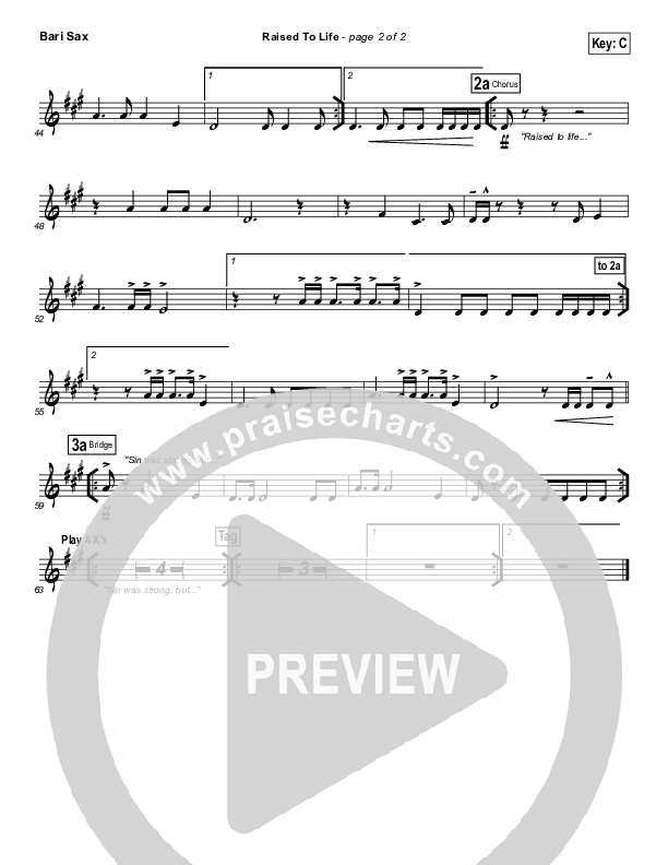 Raised To Life Bari Sax (Elevation Worship)