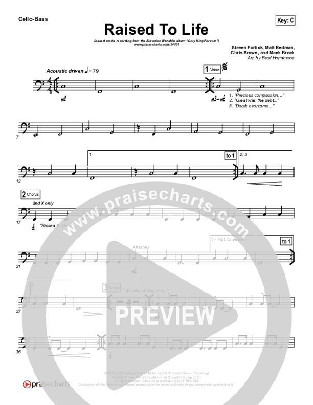 Raised To Life Cello/Bass (Elevation Worship)