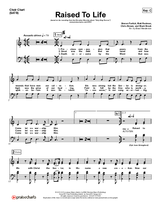 Raised To Life Choir Sheet (SATB) (Elevation Worship)