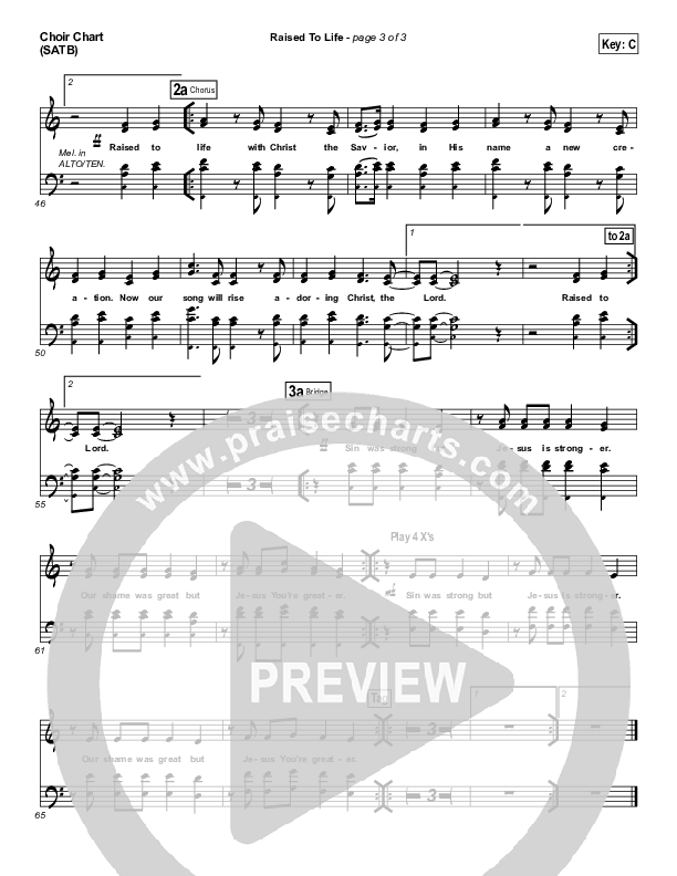 Raised To Life Choir Sheet (SATB) (Elevation Worship)