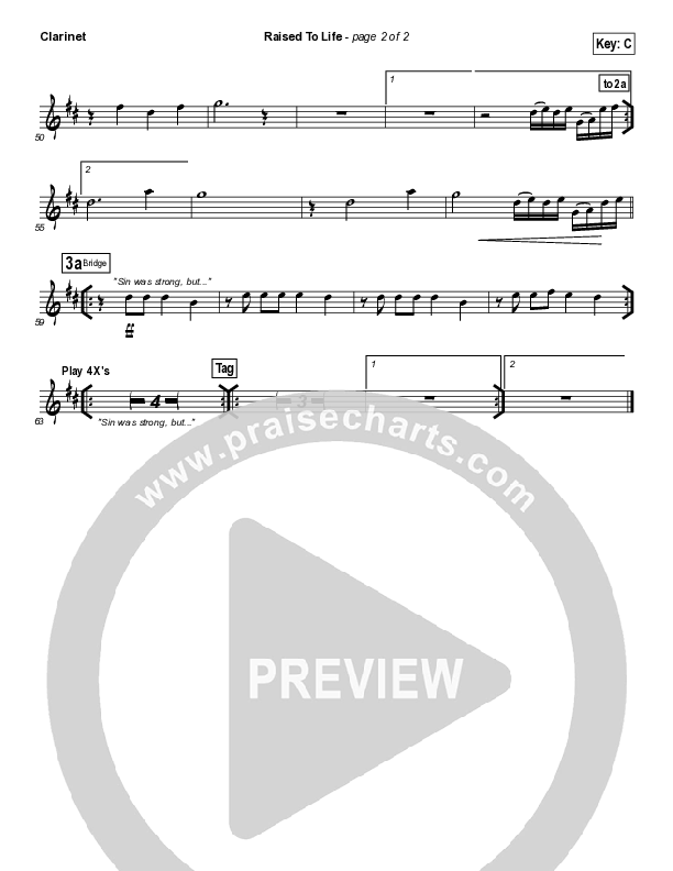Raised To Life Clarinet (Elevation Worship)