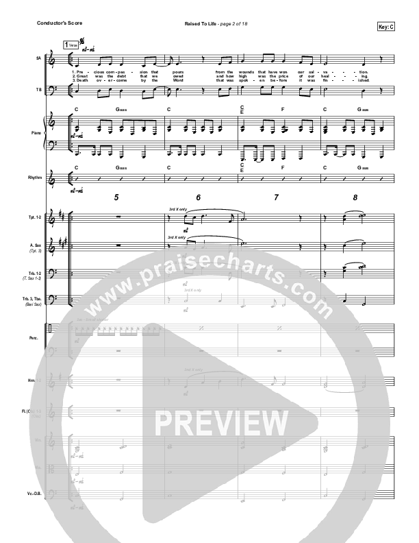Raised To Life Conductor's Score (Elevation Worship)