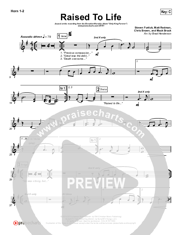 Raised To Life Brass Pack (Elevation Worship)