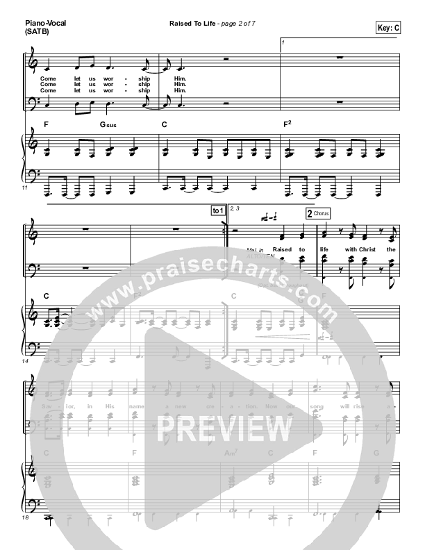 Raised To Life Piano/Vocal (SATB) (Elevation Worship)