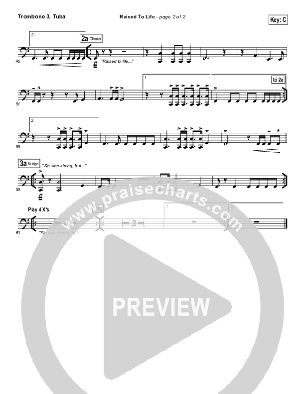 Raised To Life Trombone 3/Tuba (Elevation Worship)
