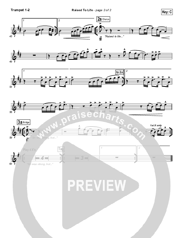 Raised To Life Trumpet 1,2 (Elevation Worship)