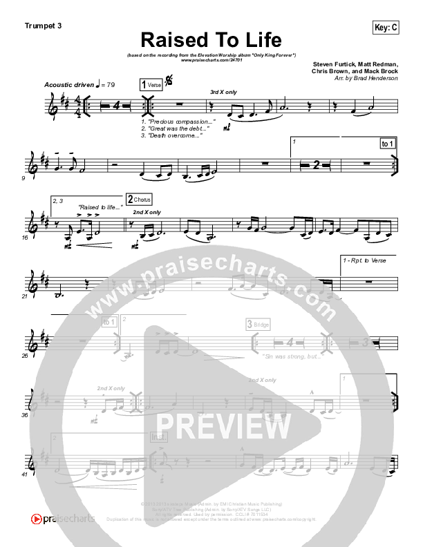 Raised To Life Trumpet 3 (Elevation Worship)