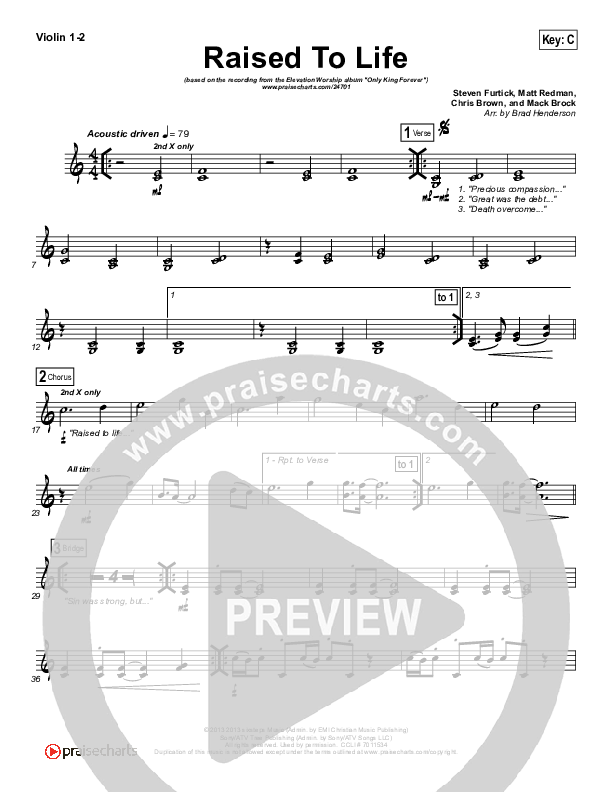 Raised To Life Violin 1/2 (Elevation Worship)