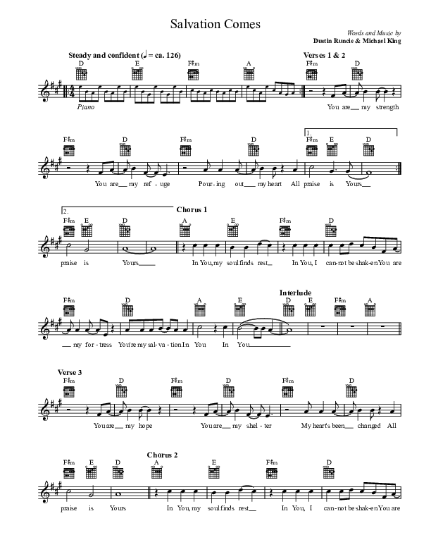 Salvation Comes Lead Sheet (CP Worship)
