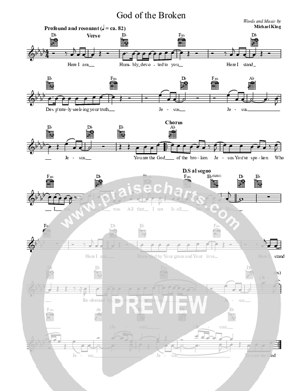 God Of The Broken Lead Sheet (CP Worship)