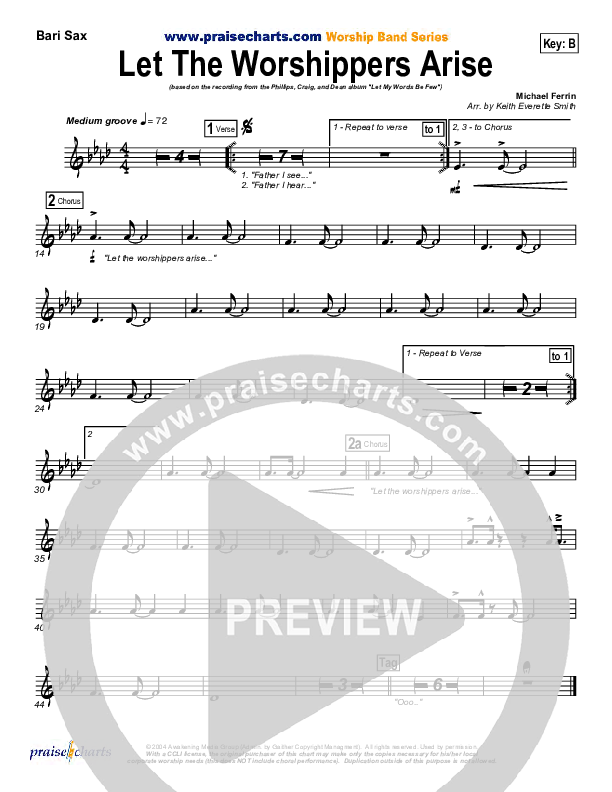 Let The Worshippers Arise Bari Sax (Phillips Craig & Dean)