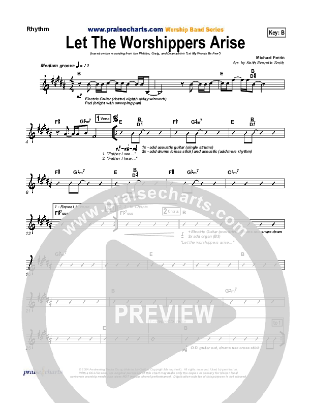 Let The Worshippers Arise Rhythm Chart (Phillips Craig & Dean)