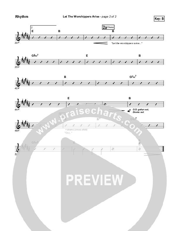 Let The Worshippers Arise Rhythm Chart (Phillips Craig & Dean)