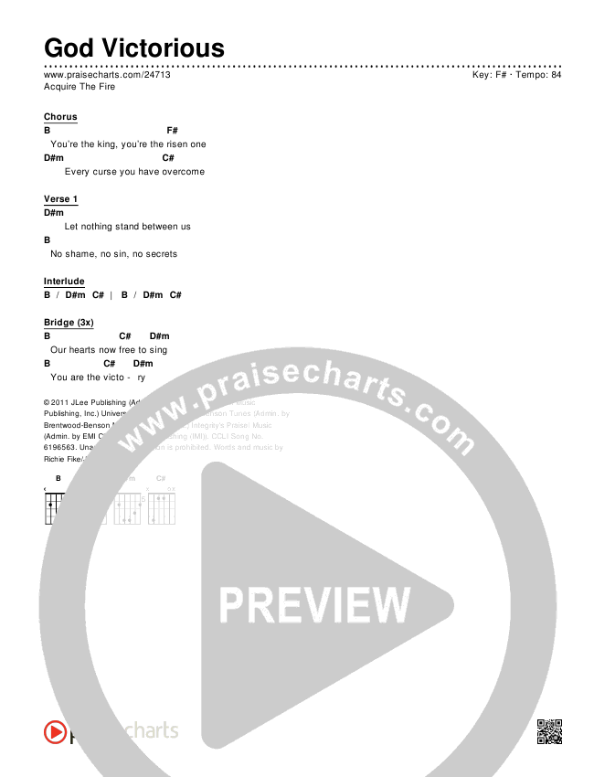 God Victorious Chords & Lyrics (Acquire The Fire)
