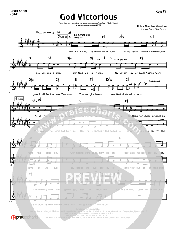 God Victorious Lead Sheet (Acquire The Fire)