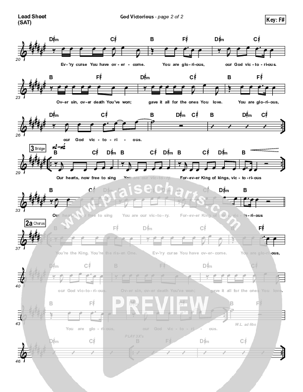 God Victorious Lead Sheet (SAT) (Acquire The Fire)