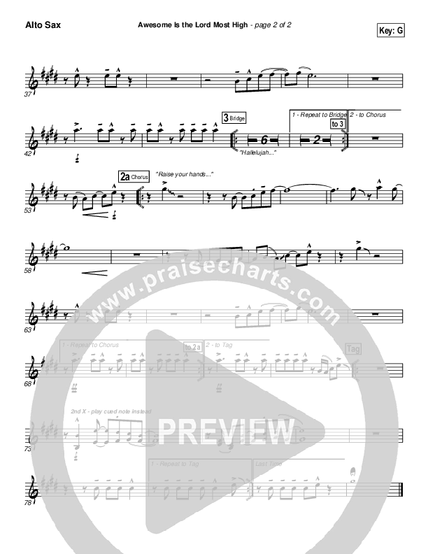 Awesome Is The Lord Most High Alto Sax (Chris Tomlin / Passion)