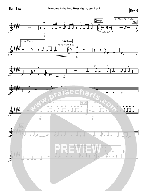 Awesome Is The Lord Most High Bari Sax (Chris Tomlin / Passion)