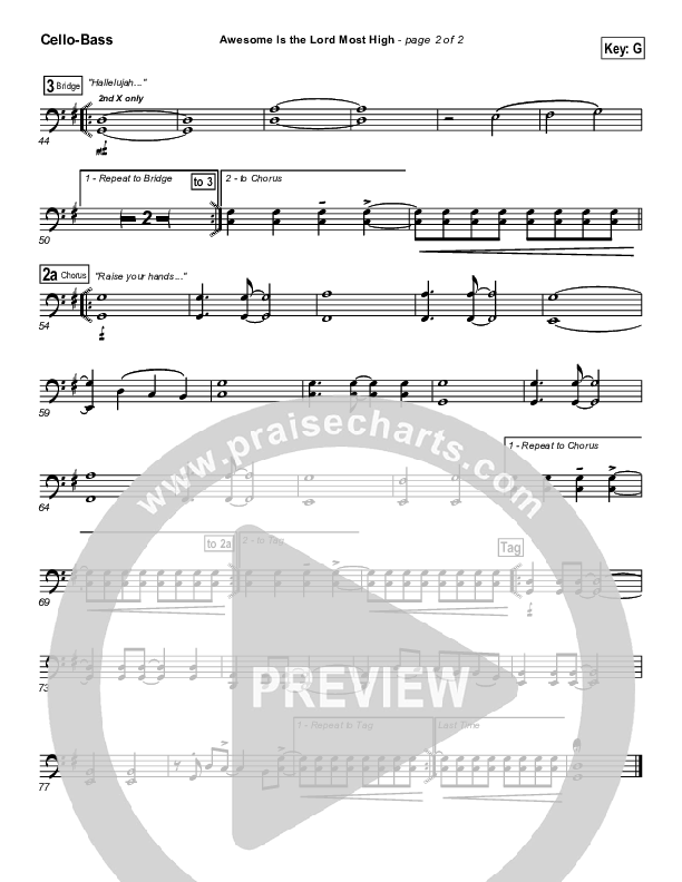 Awesome Is The Lord Most High Cello/Bass (Chris Tomlin / Passion)