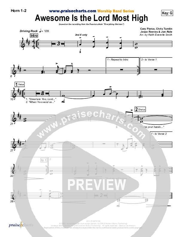 Awesome Is The Lord Most High Brass Pack (Chris Tomlin / Passion)