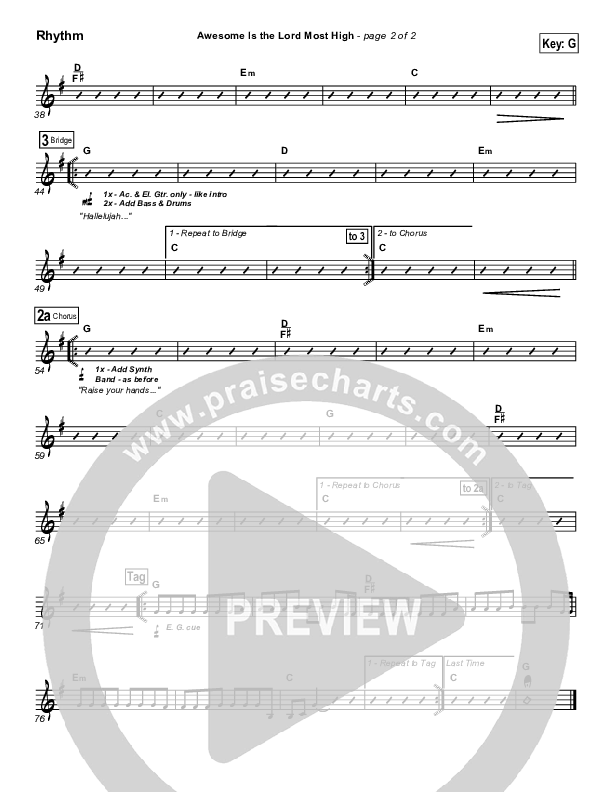 Awesome Is The Lord Most High Rhythm Chart (Chris Tomlin / Passion)