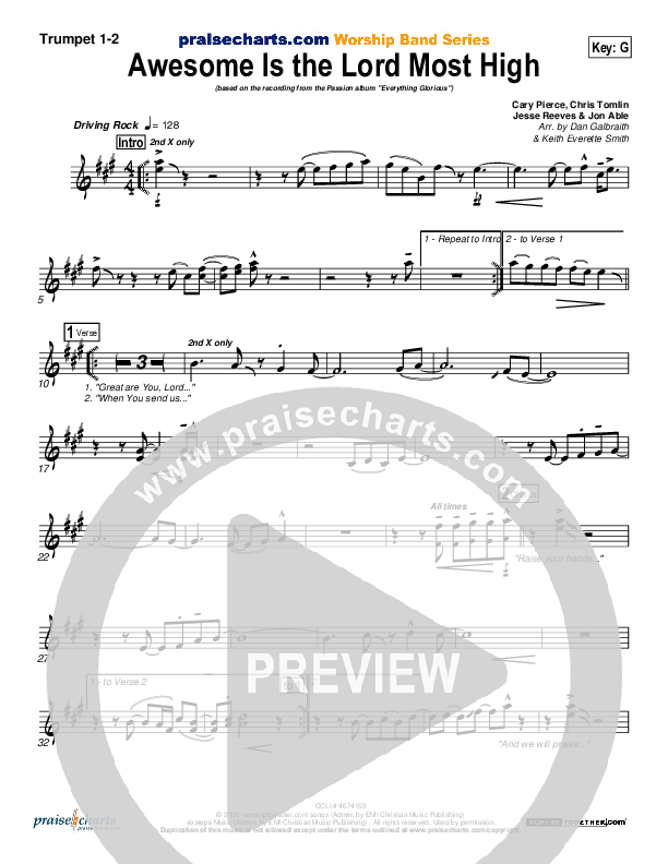 Awesome Is The Lord Most High Trumpet 1,2 (Chris Tomlin / Passion)